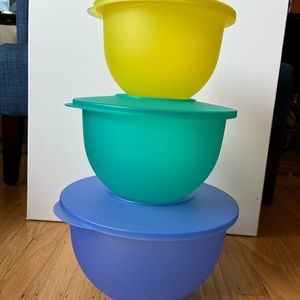 Tupperware Impressions plastic nesting bowls.